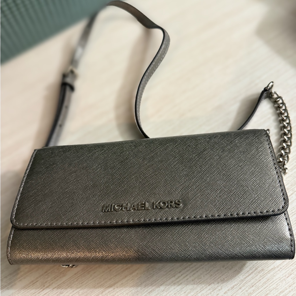 Michael Kors Metallic Gray Wristlet